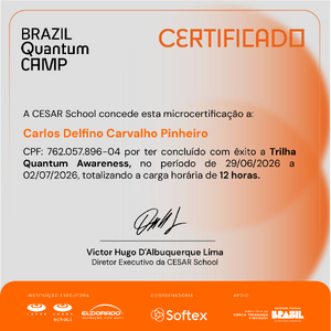 2026 07 08 Certificado Trilha Quantum Awareness Brazil Quantum Camp