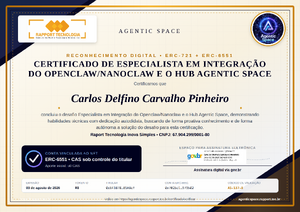 2026 08 03   Certificado De Especialista Em Integracao Do Openclaw Nanoclaw E O Hub Agentic Space   Certificado Carlos Delfino Carvalho Pinheiro 8 Assinado