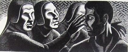 The Country of the Blind - H. G. Wells - xilogravura de Clifford Webb para a versão de 1939