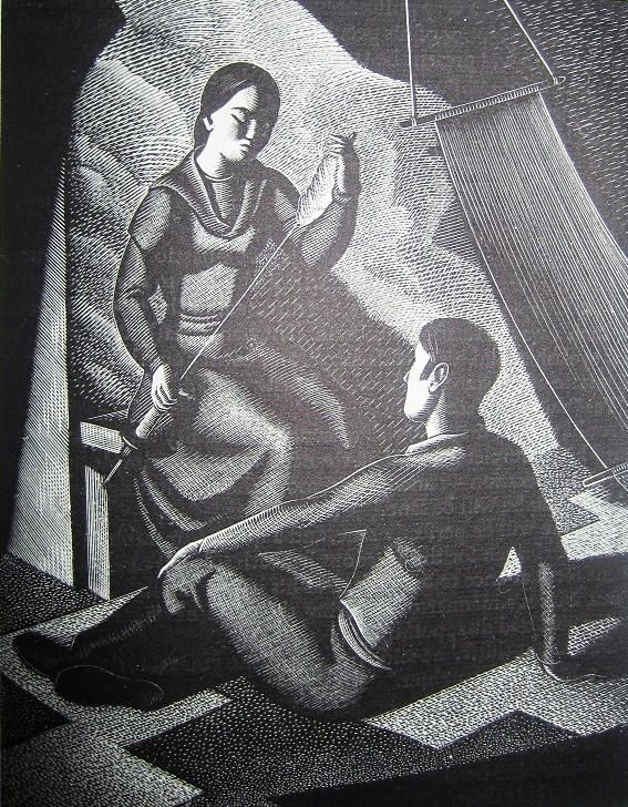 The Country of the Blind - H. G. Wells - xilogravura de Clifford Webb para a versão de 1939